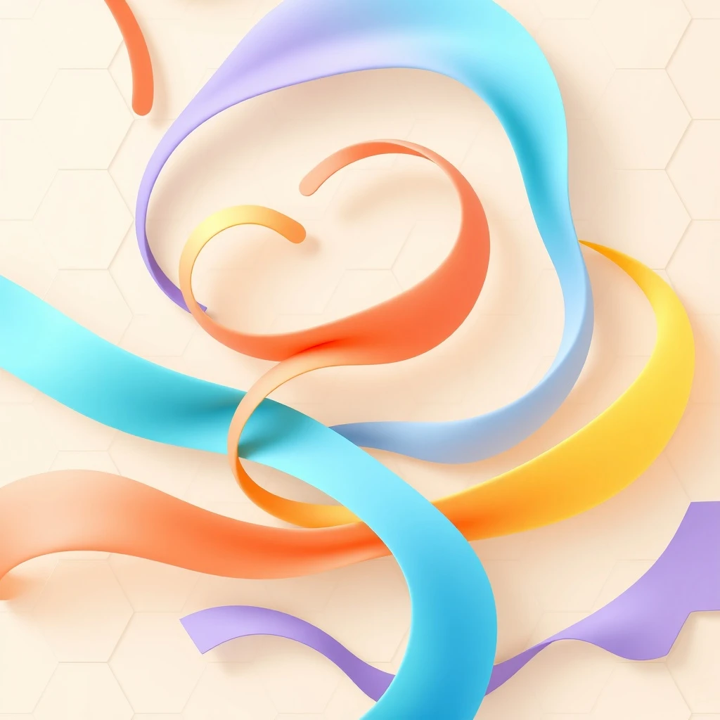 Ribbons of colour flowing across a hex grid, from the game Hex-Flow