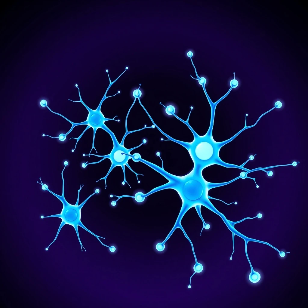 Branching neurons lit up against a dark field, from the game Neural Flux